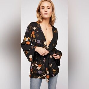 Free People Peony Floral-Print Wrap Jacket